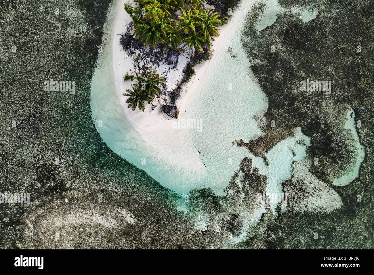 An aerial view of an island in the Dutch Cays of Guna Yala, on Panama's ...