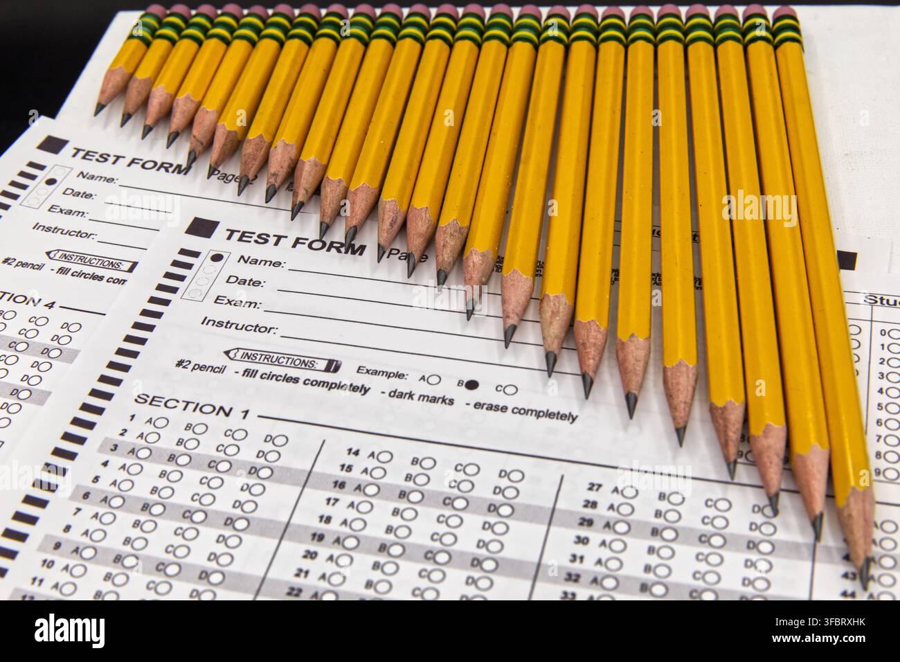 No. 2 pencils and a mock SAT test form are arranged for a photo in ...
