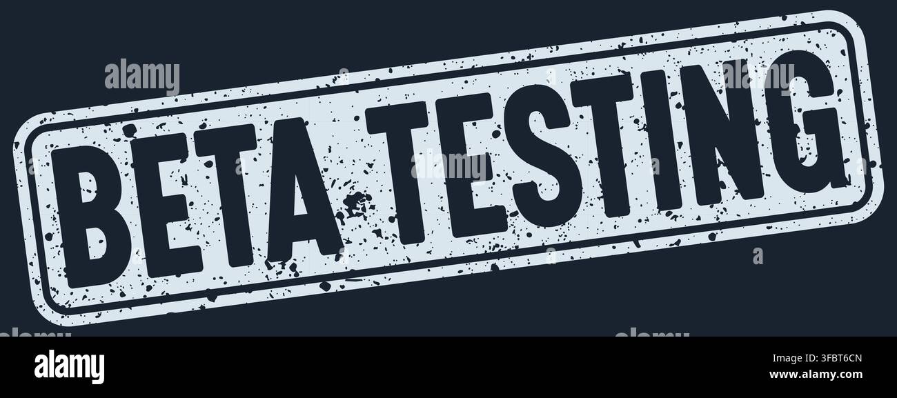 beta testing white rectangular grunge stamp on dark blue background. beta testing stamp Stock Vector