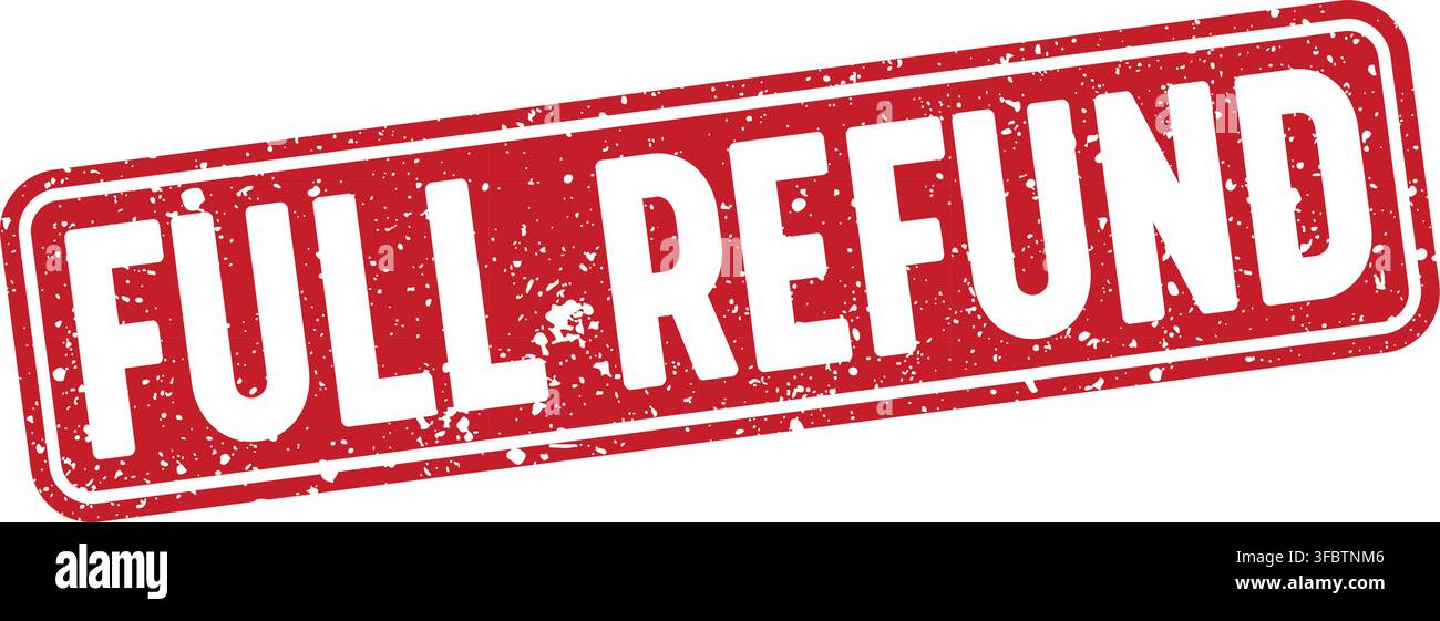 full refund red rectangular grunge stamp on transparent background. full refund stamp Stock Vector