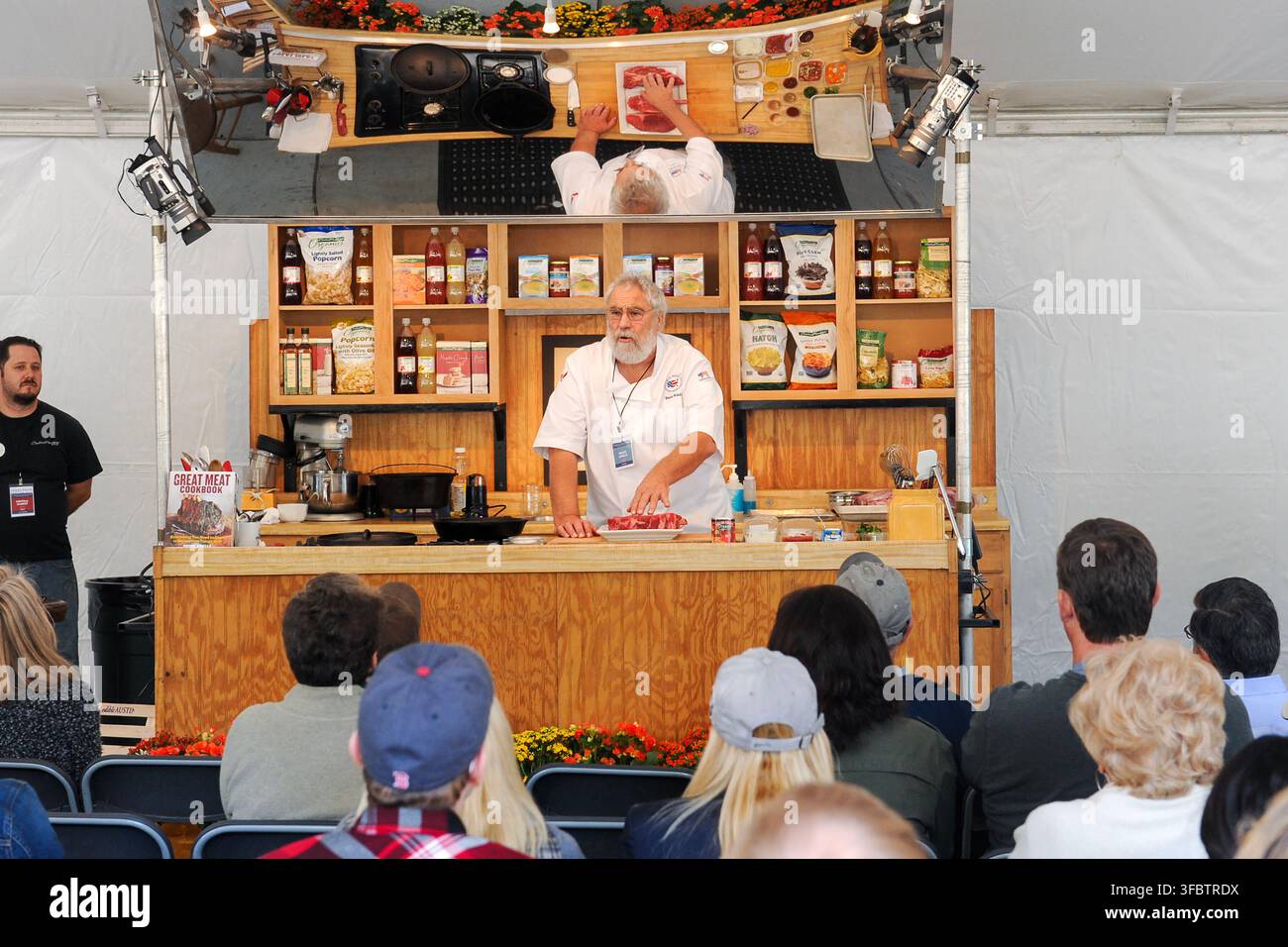 Bruce Aidells gives a cooking demo, during the Texas Book Festival, Austin, Texas, October 28, 2012. (Photo by John Anderson/The Austin Chronicle) Stock Photo