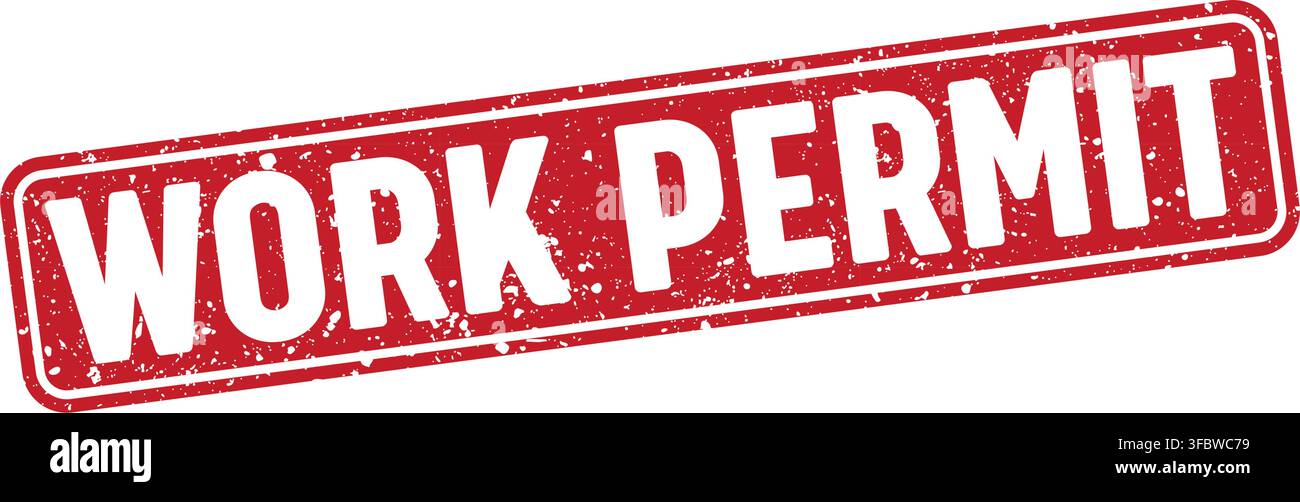 work permit red rectangular grunge stamp on transparent background. work permit stamp Stock Vector