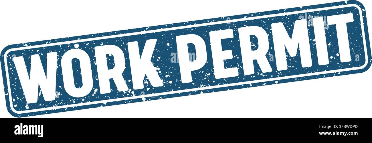 work permit blue rectangular grunge stamp on transparent background. work permit stamp Stock Vector