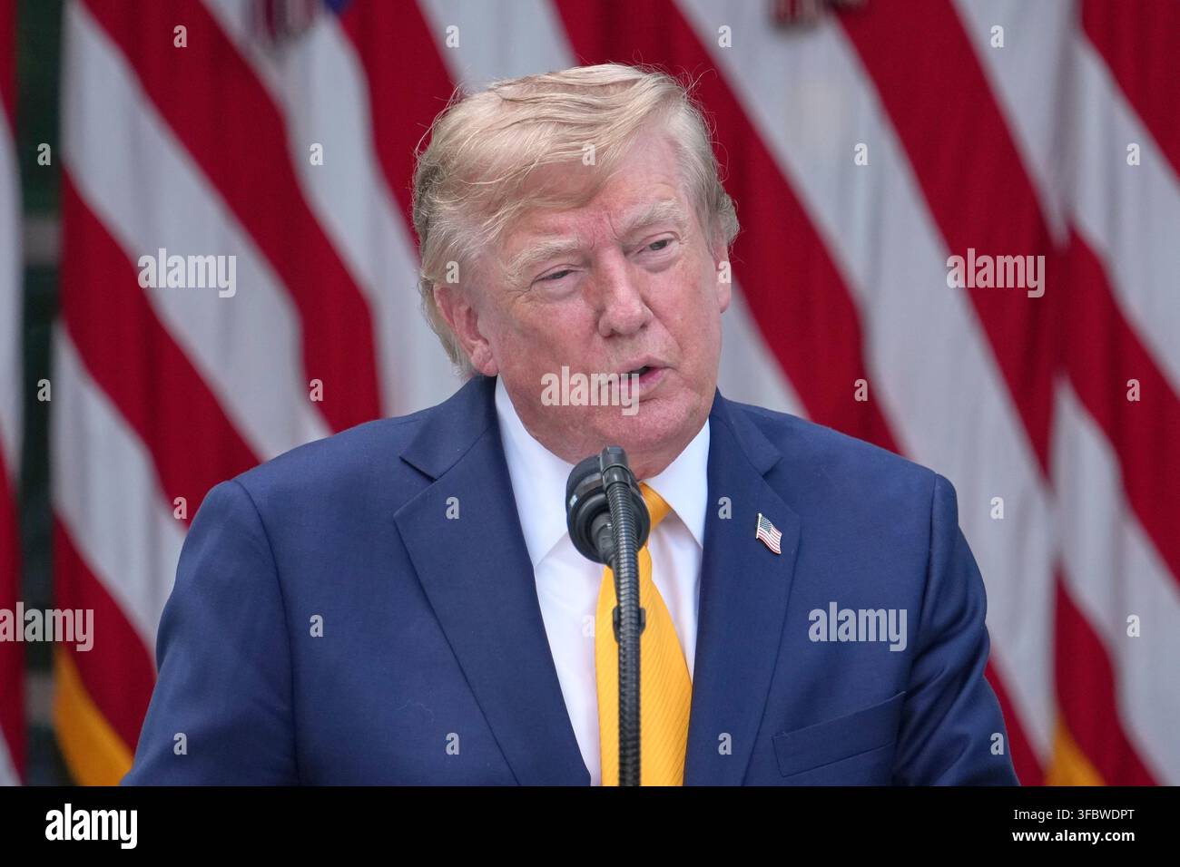 President Donald Trump speaks during a back to school event in the Rose ...
