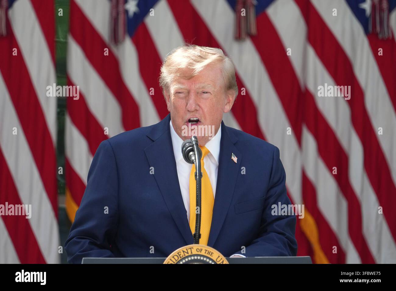 President Donald Trump speaks during a back to school event in the Rose ...