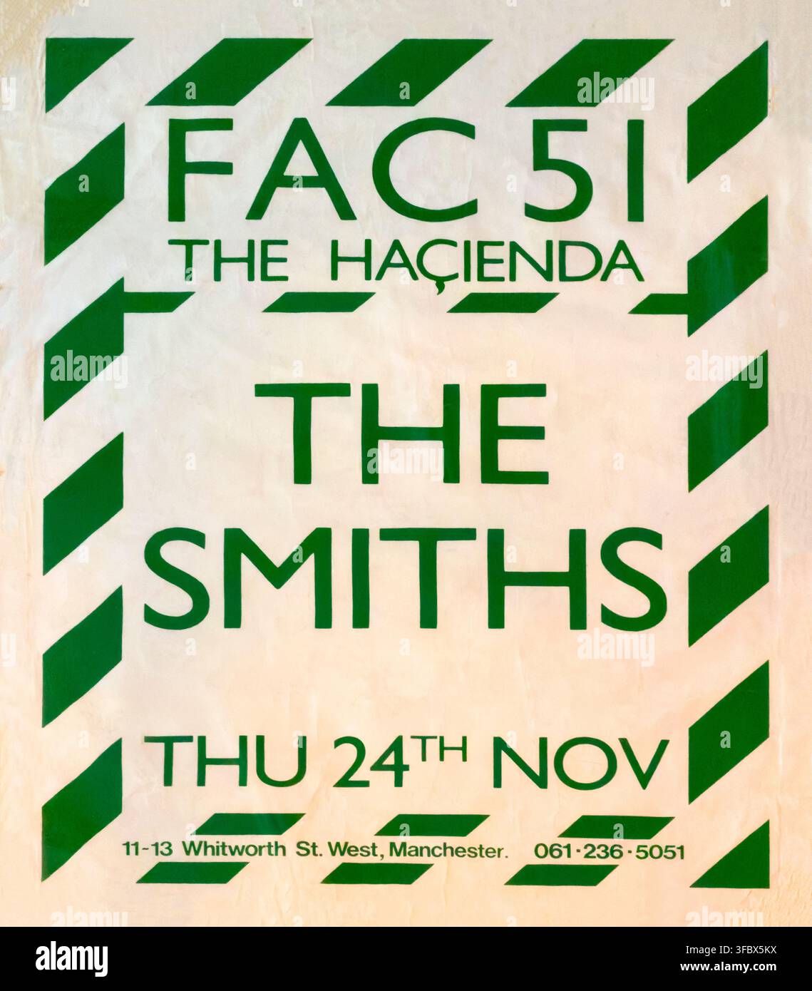 Original flyer for The Smiths with support from James at The Haçienda, Manchester, 24 November 1983. Stock Photo