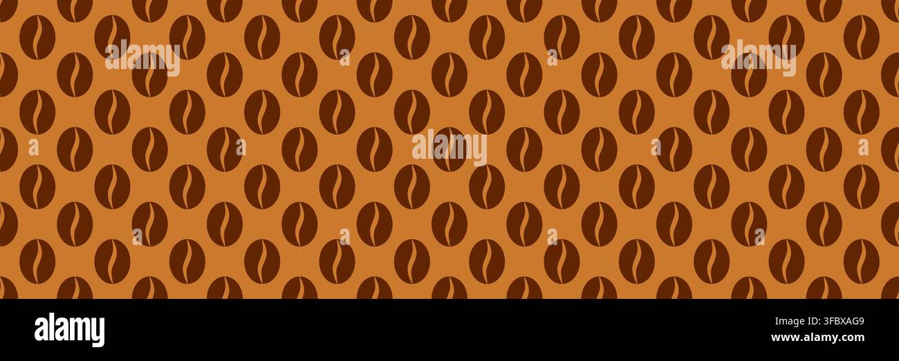 horizontal seamless brown coffee beans design for pattern and background. Stock Vector