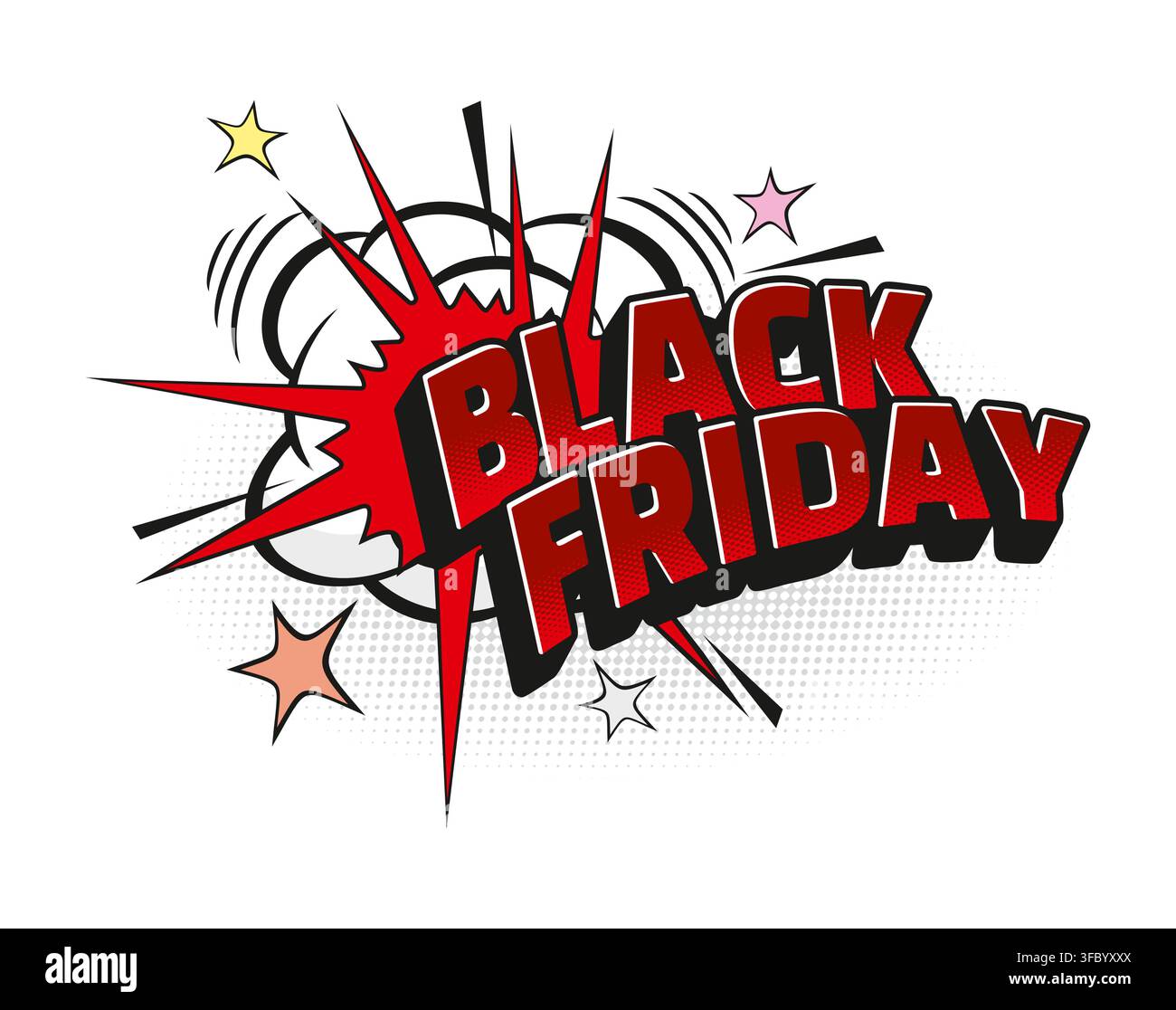 Sale black friday comic sound effect speech bubble Stock Vector