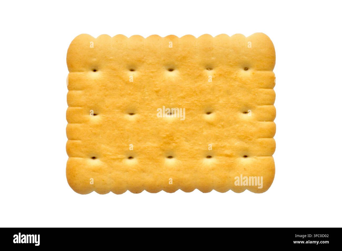 A simple rectangular biscuit is isolated on a white background. Close-up of biscuits. Stock Photo
