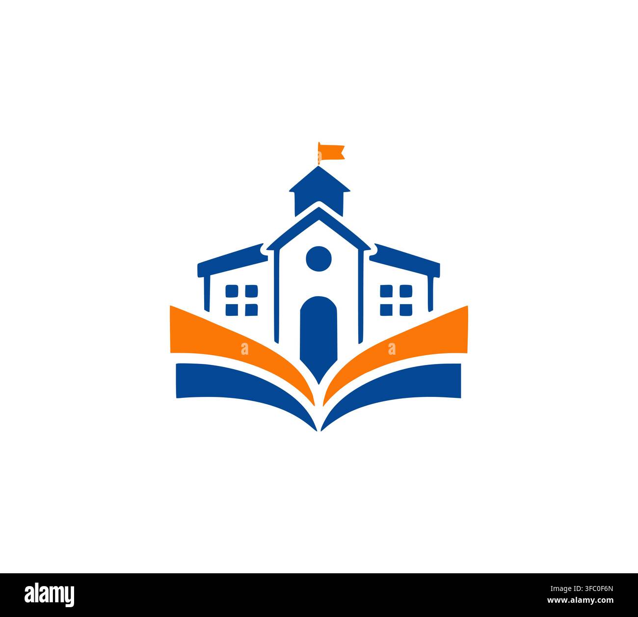School Building Open Book Campus Modern Education Vector Logo Template Stock Vector