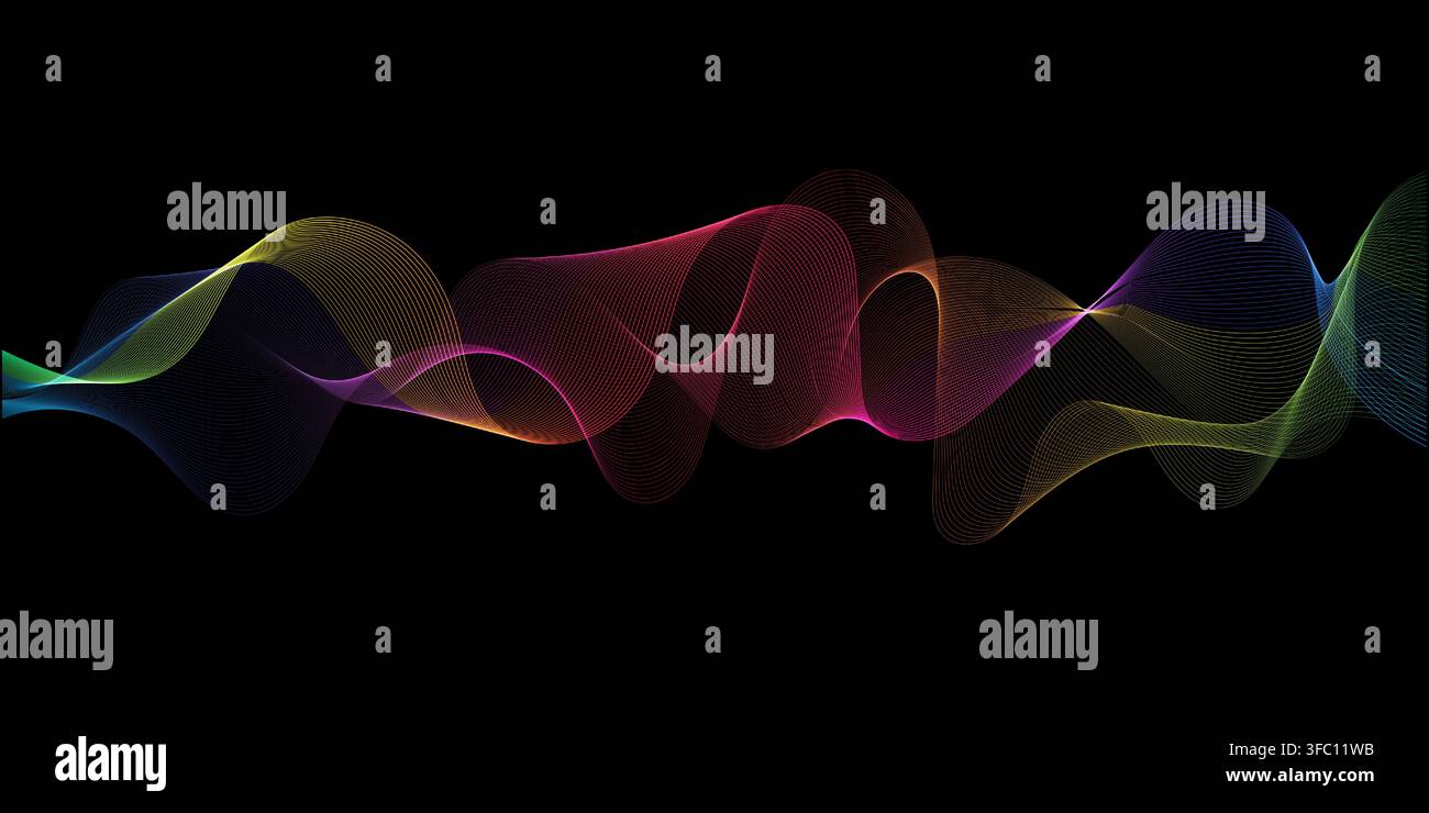 Abstract banner with a rainbow coloured waves design Stock Vector