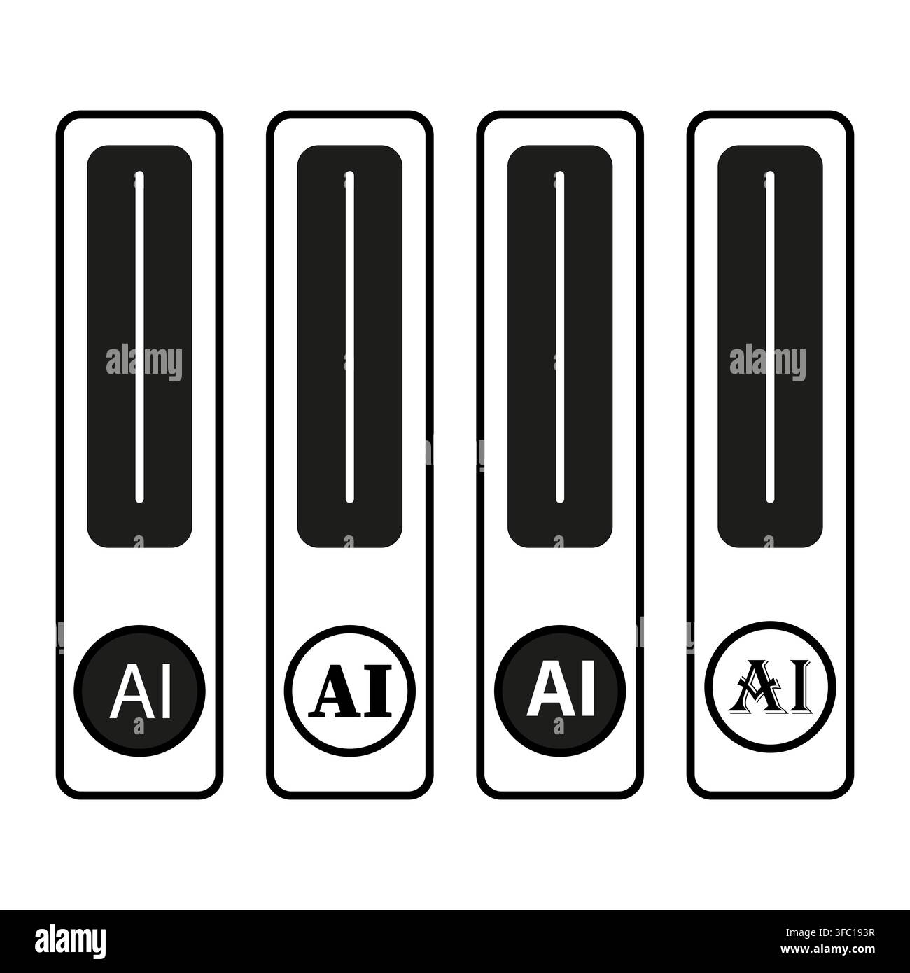 Slider switch ai vector set features smart technology control. It represents creative artificial intelligence. eps 10 Stock Vector
