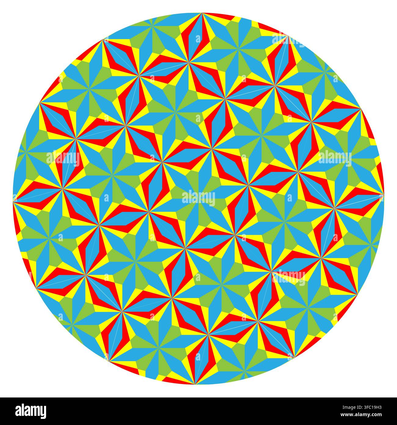 Circle mandala badge star cube polygon geometry mosaic pattern Stock Vector