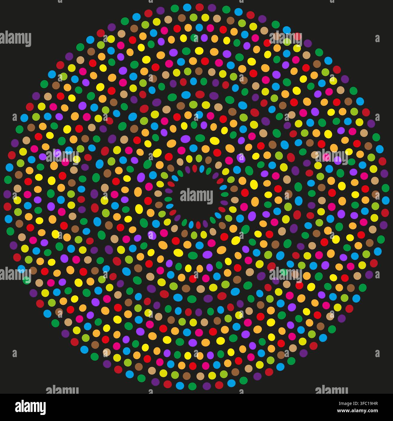 Dot circle mosaic vector pattern features colorful round geometry. It visualizes creative abstract background. Stock Vector