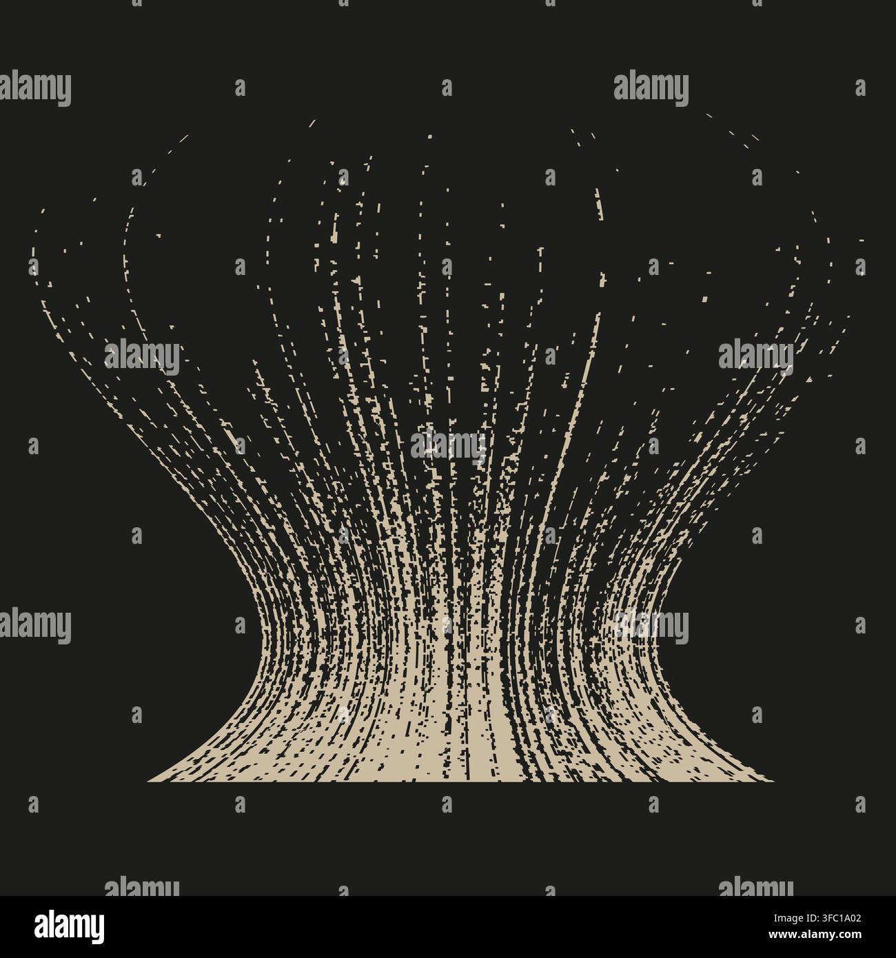 Particle tunnel funnel vector shape features dotted sand pattern. It represents creative magic flow. Stock Vector