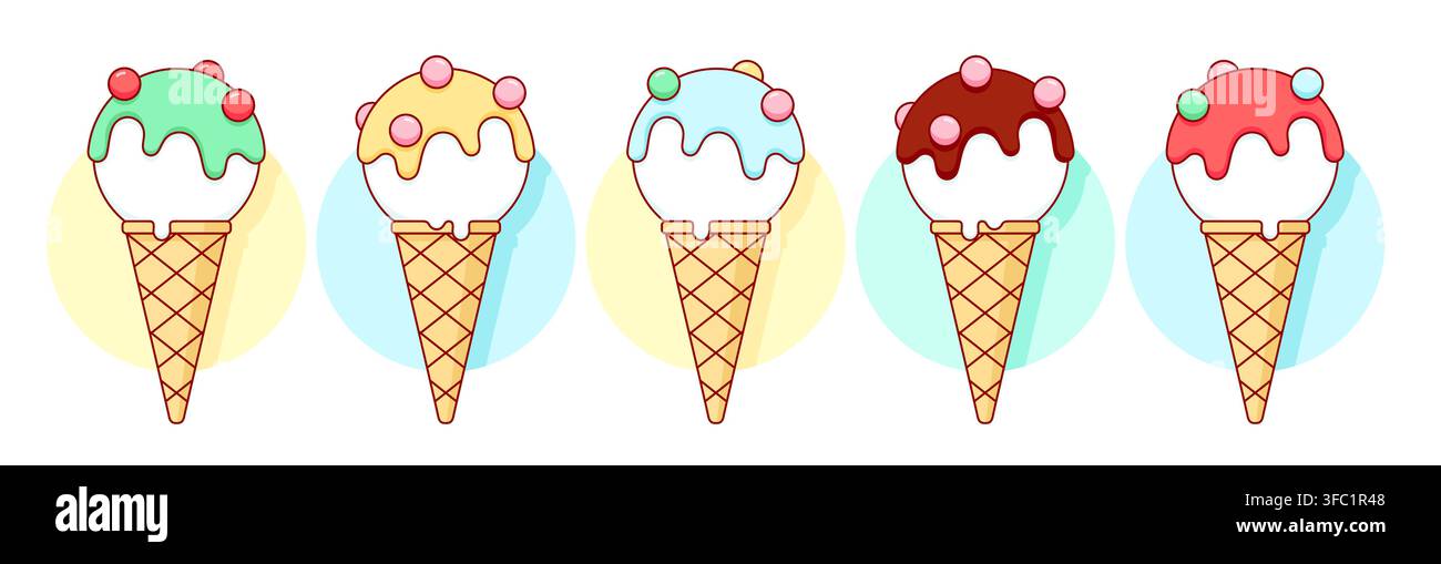 Ice cream scoop, popsicle set Stock Vector