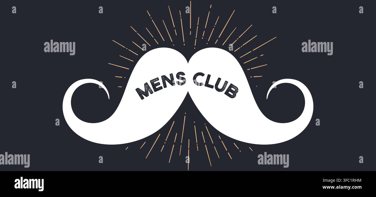 Mustache and vintage sun rays sunburst Stock Vector