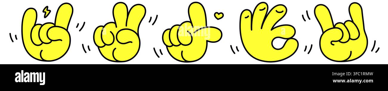 Set collection. Hand signs. Gesture fingers Stock Vector