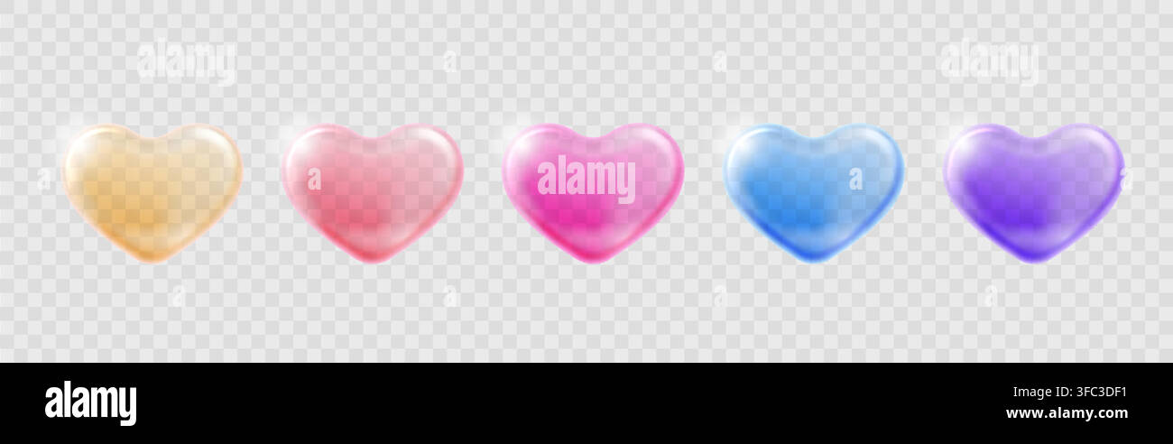 Colorful Heart Soap Bubbles Isolated Stock Vector
