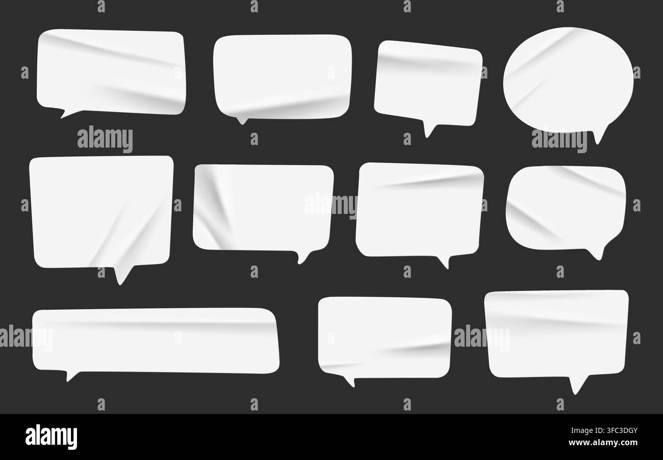 Speech Bubble Set With Soft Folded Highlights Stock Vector