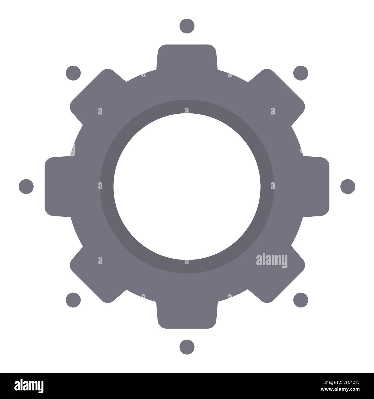 Gray gear icon representing industrial settings, configuration, and mechanical system engineering process Stock Vector