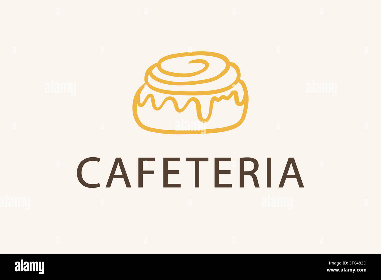 Minimal cafeteria logo with cinnamon roll icon Stock Vector
