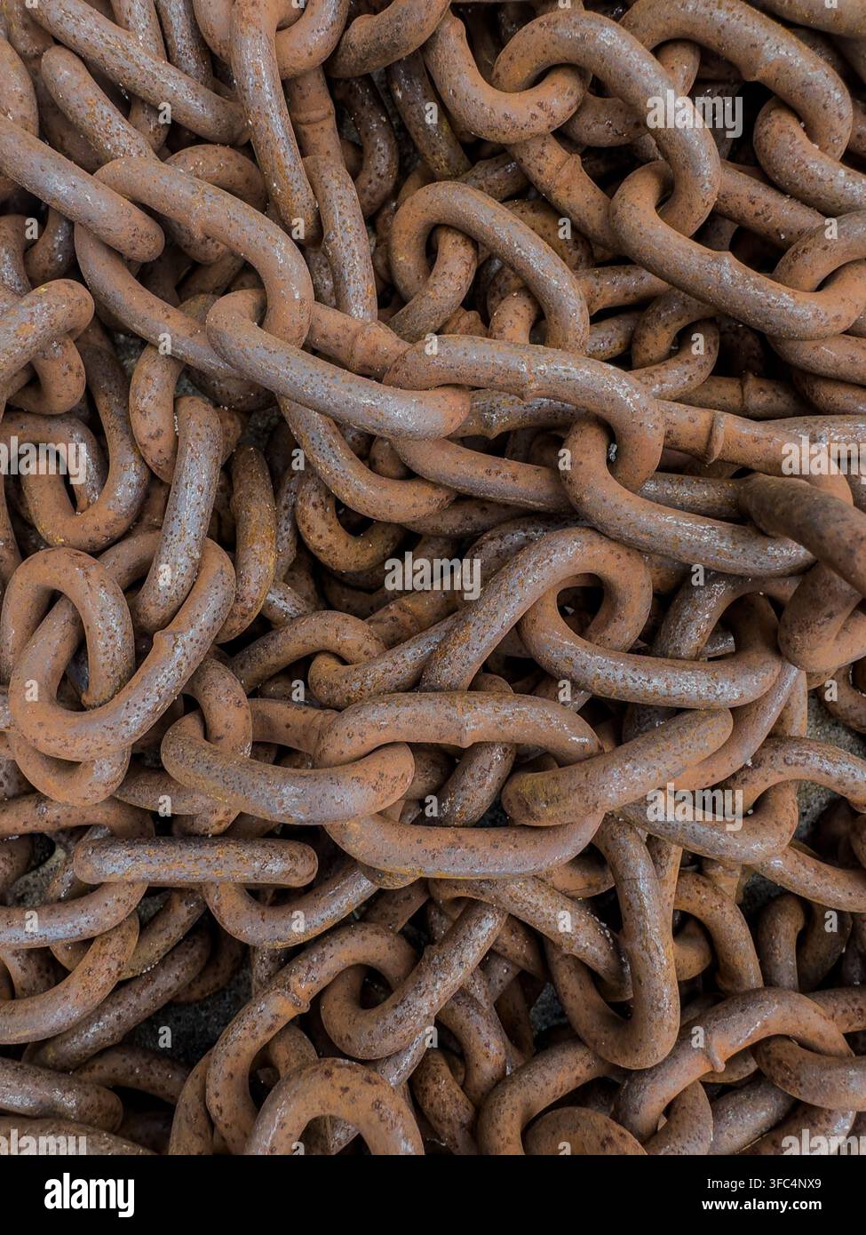 Rusty heavy metal chains close up texture Stock Photo