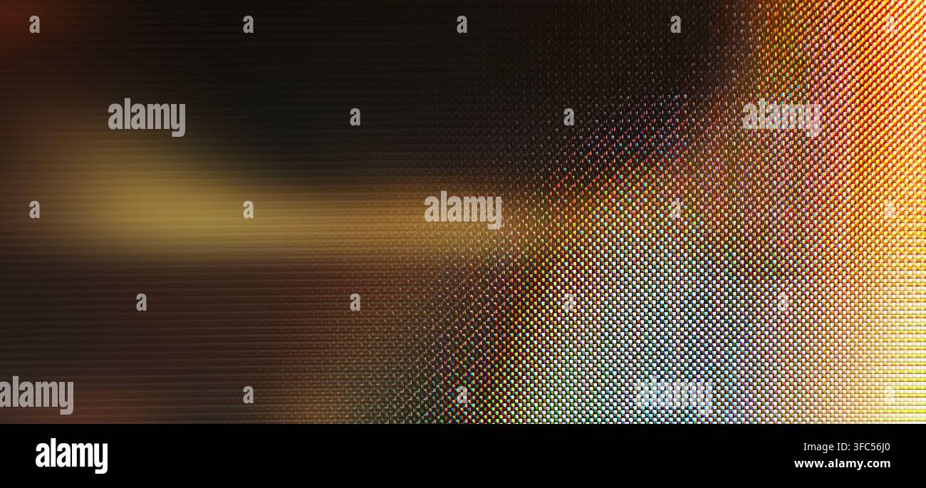 Digital screen showing colorful glowing pixel texture with an abstract gradient background Stock Photo