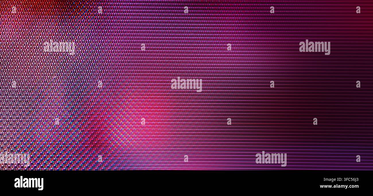Digital screen showing abstract pixel grid pattern with purple and magenta light Stock Photo