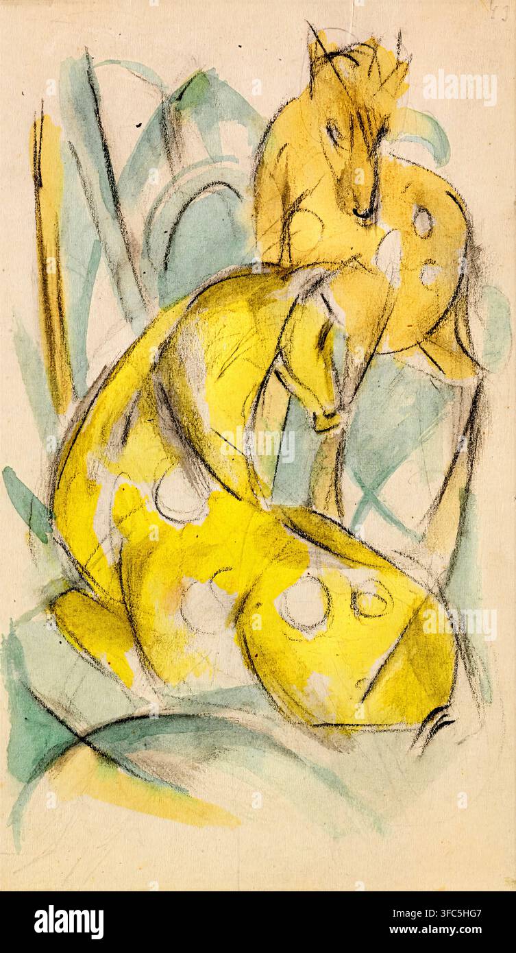 Franz Marc – Gelbe Rehe, 1912 Stock Photo