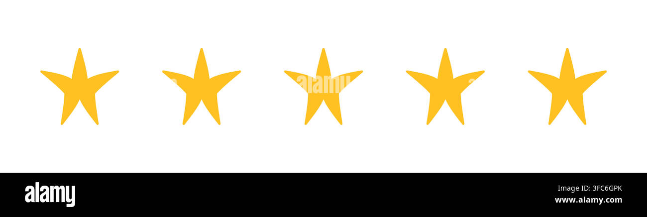 Customer feedback ranking details. Five star rating yellow elements. Stock Vector