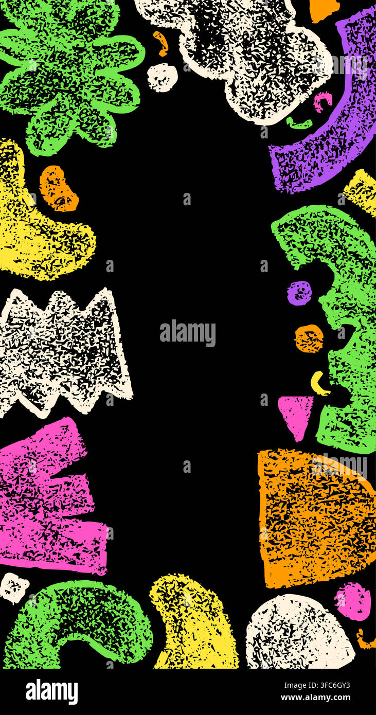 Small story frame with child chalk color abstract elements. Stock Vector