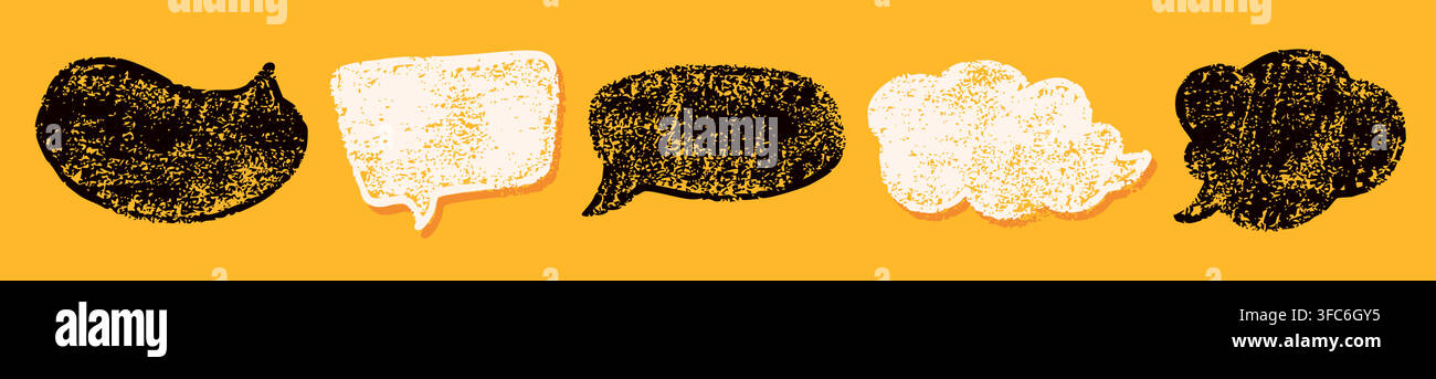 Black and white different shapes crayon text boxes. Stock Vector
