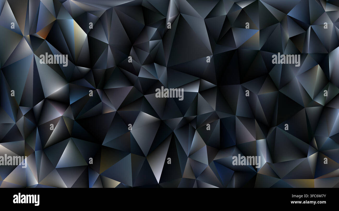 Dark faceted low poly background. Black geometric polygons. Stock Vector