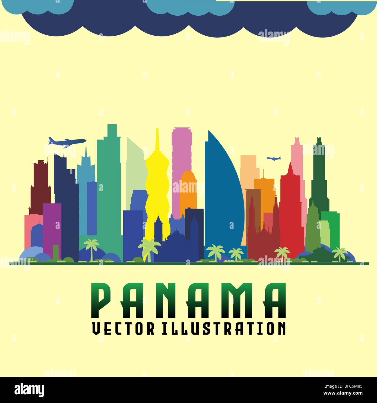 Panama City Skyline Vector Illustration Stock Vector