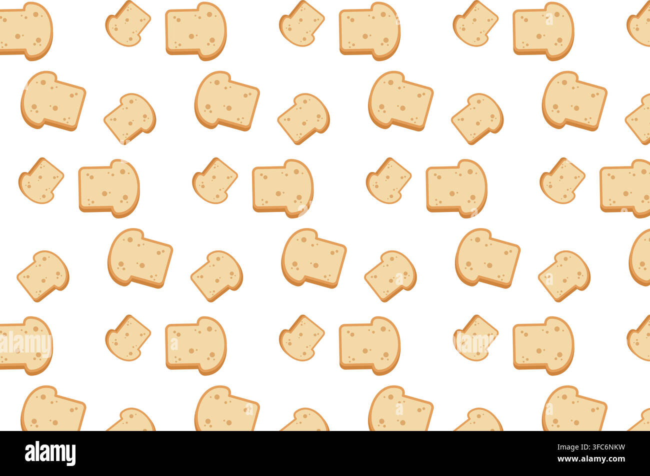 Seamless sliced bread pattern with cute bakery details, ideal for packaging, fabric, kitchen decor, menus, stationery, and food branding. Stock Vector