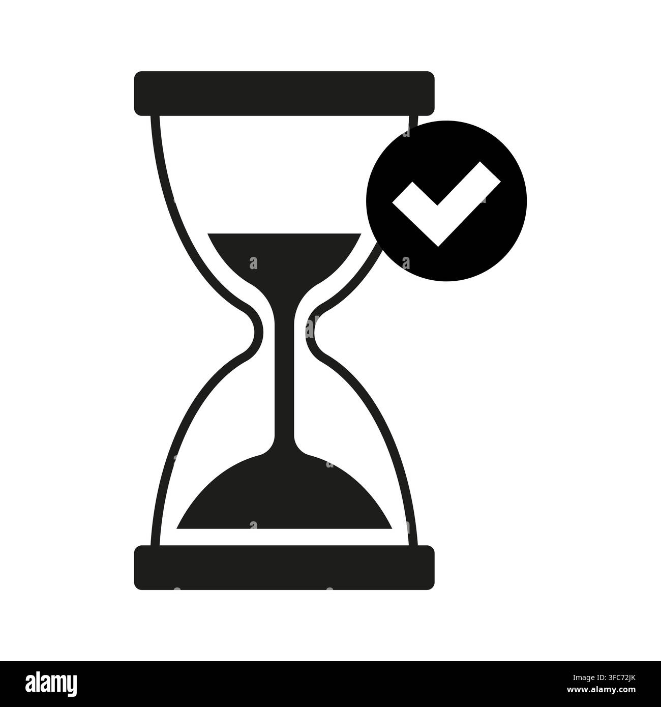 Hourglass check vector shape features simple ok sign. It represents creative complete time. eps 10 Stock Vector