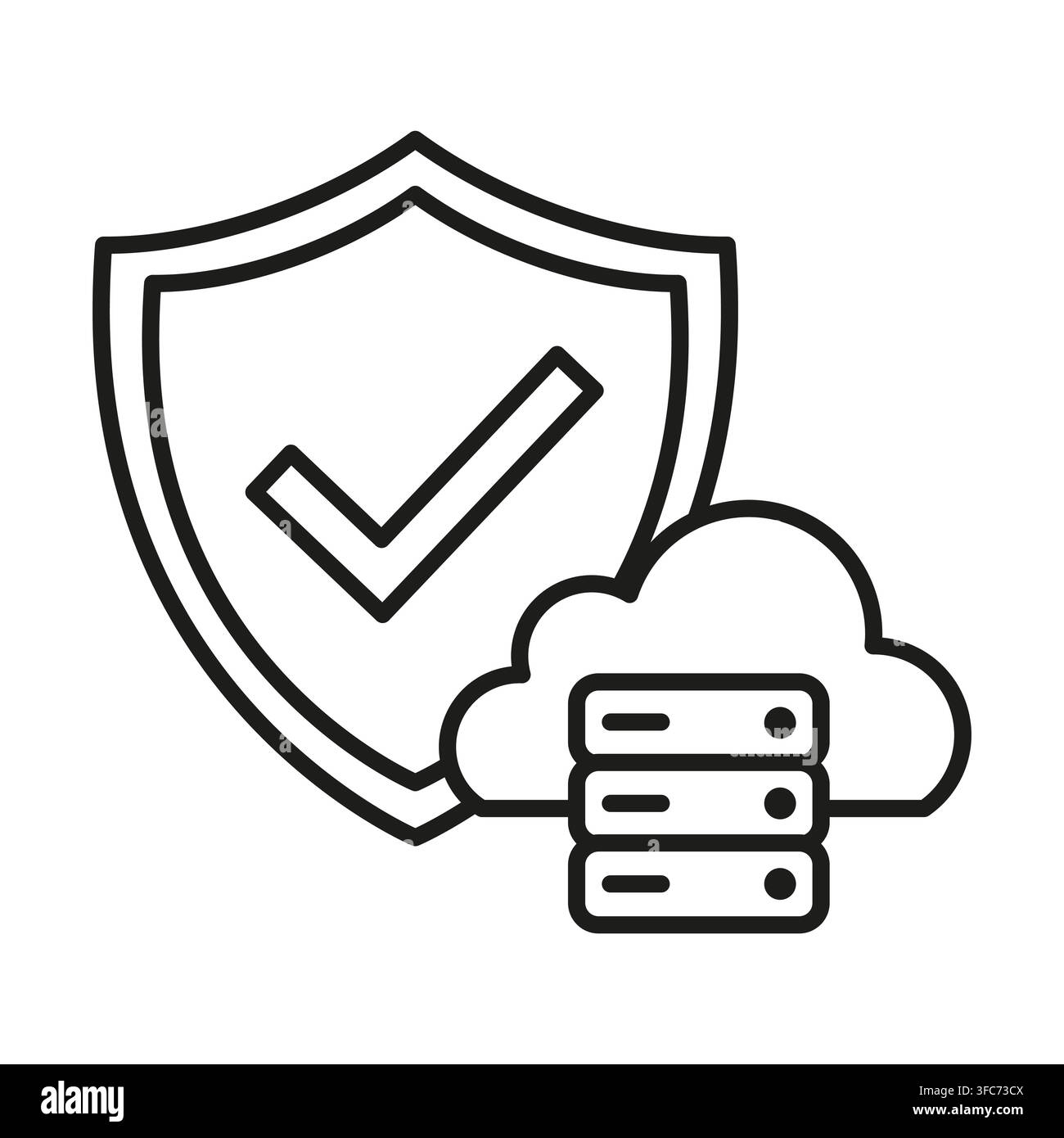 Shield security check vector shape features simple cloud database. It represents creative hosting protection. eps 10 Stock Vector
