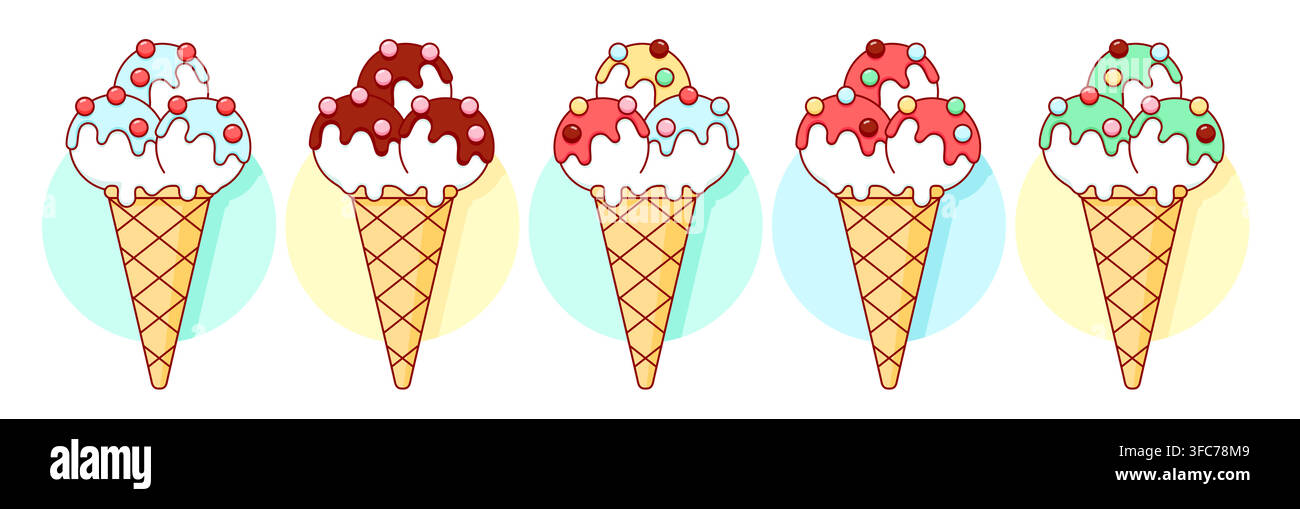 Ice cream scoop, popsicle set Stock Vector