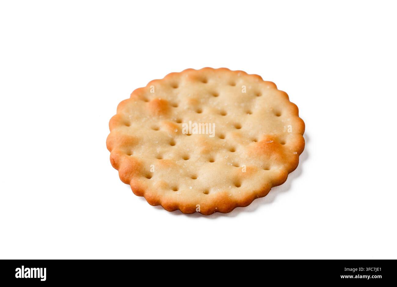 Crispy Golden Round Crackers Isolated on White Background Stock Photo
