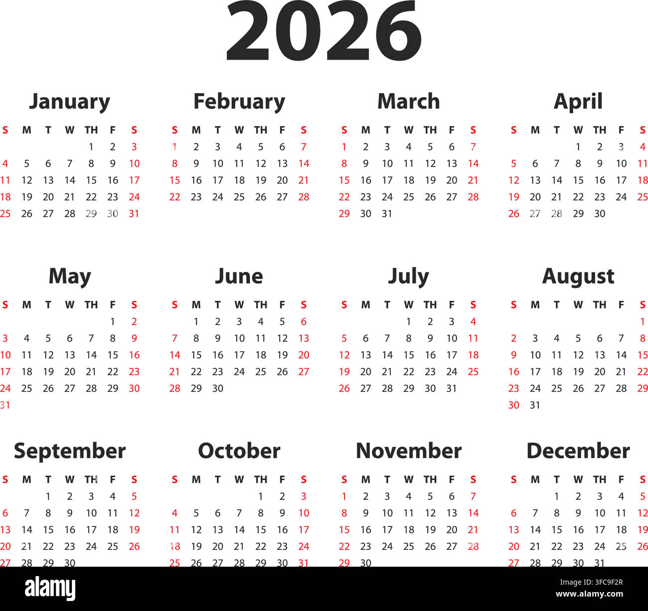 Desk Collection Vector December 2026 calendar on desk Stock Vector Images - Alamy