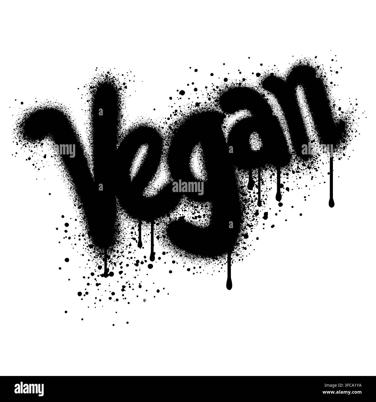 Graffiti vegan text sprayed in black over white. Stock Vector