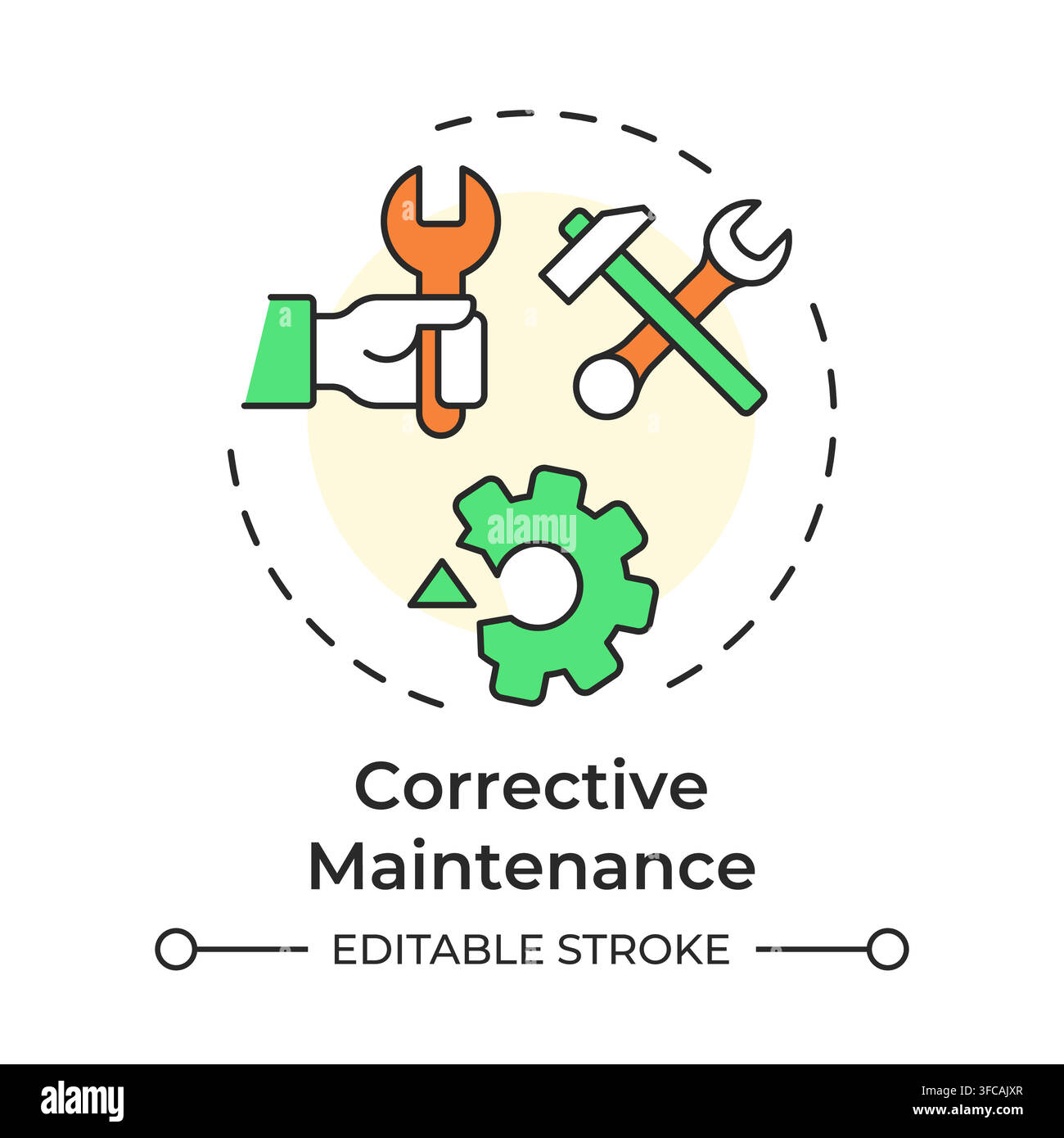 Corrective maintenance multi color concept icon Stock Vector
