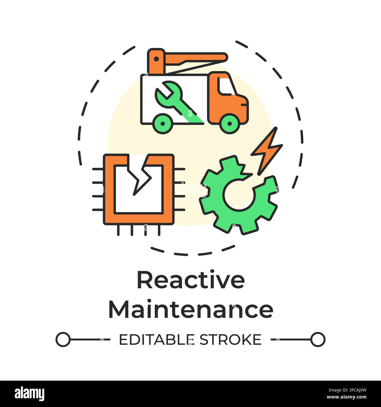 Reactive maintenance multi color concept icon Stock Vector