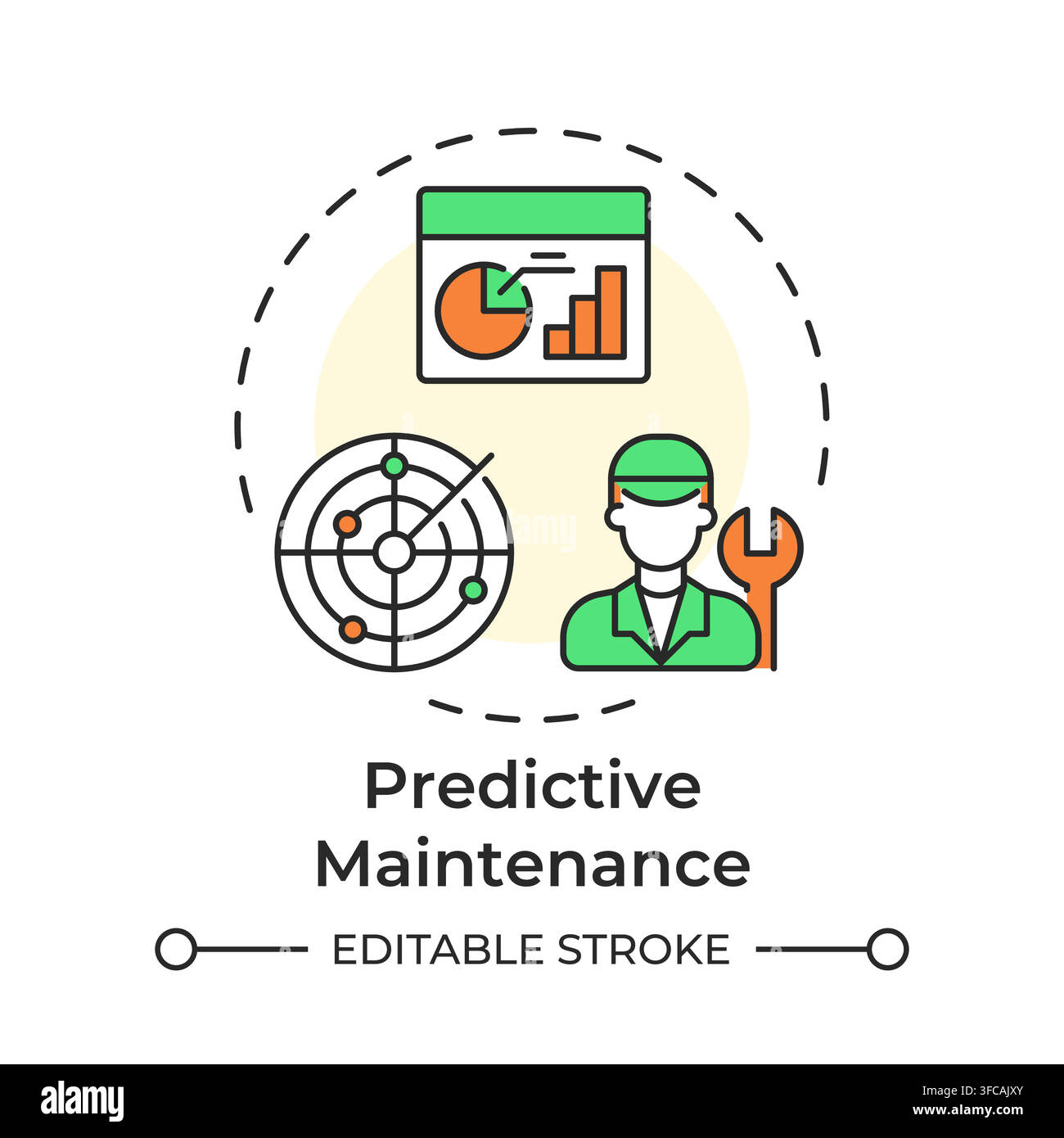 Predictive maintenance multi color concept icon Stock Vector