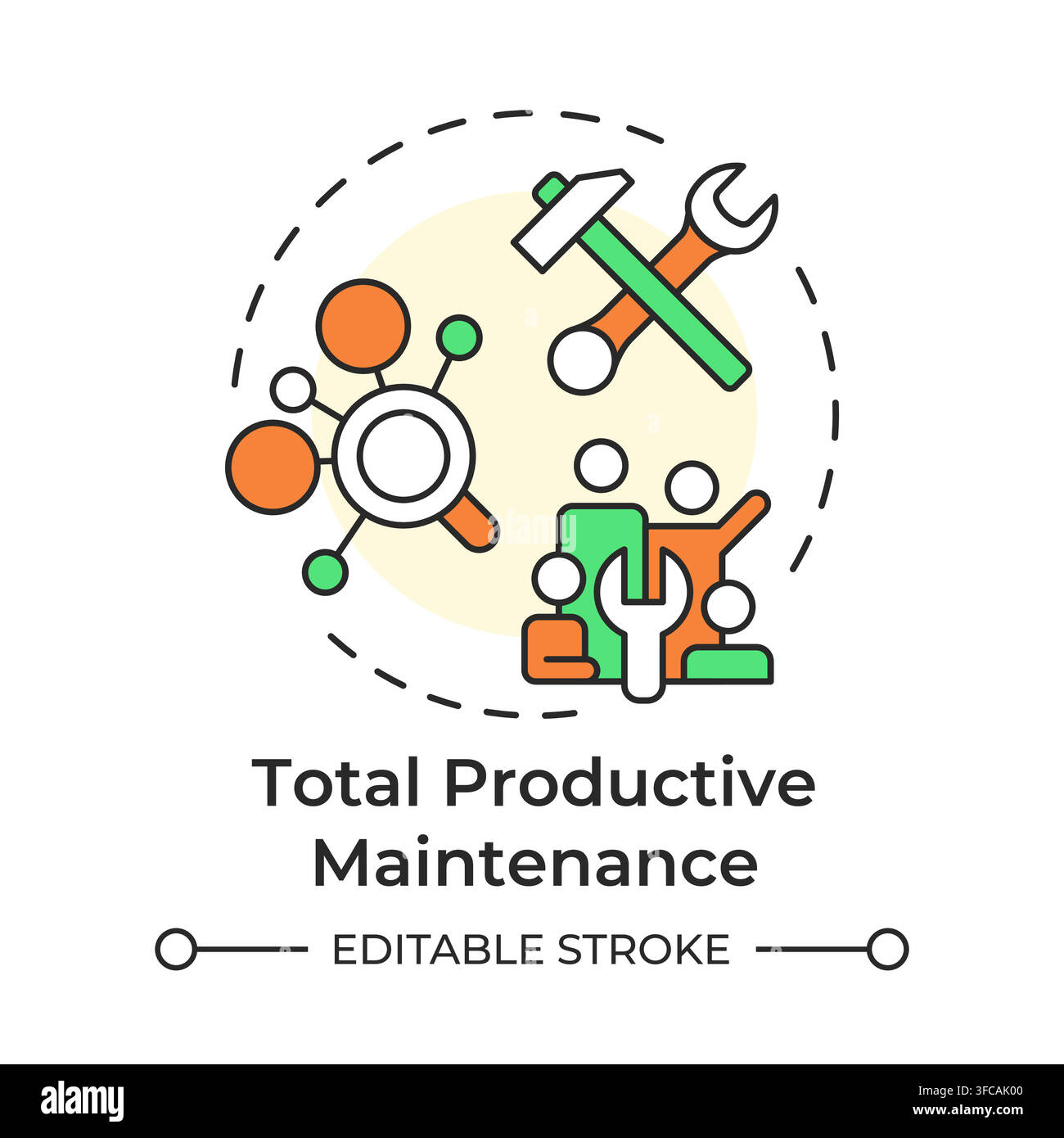 Total productive maintenance multi color concept icon Stock Vector