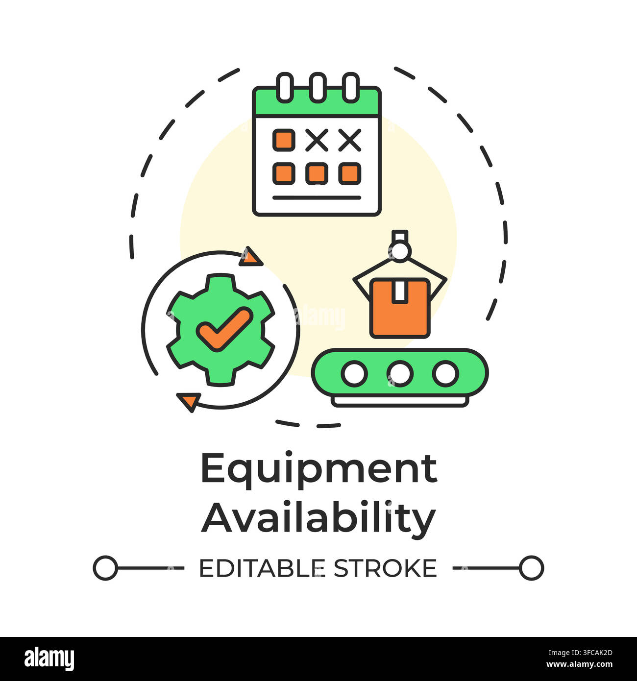 Equipment availability multi color concept icon Stock Vector