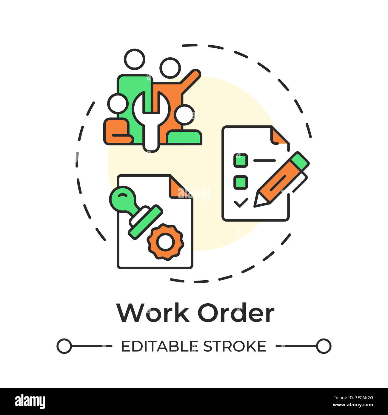 Work order multi color concept icon Stock Vector