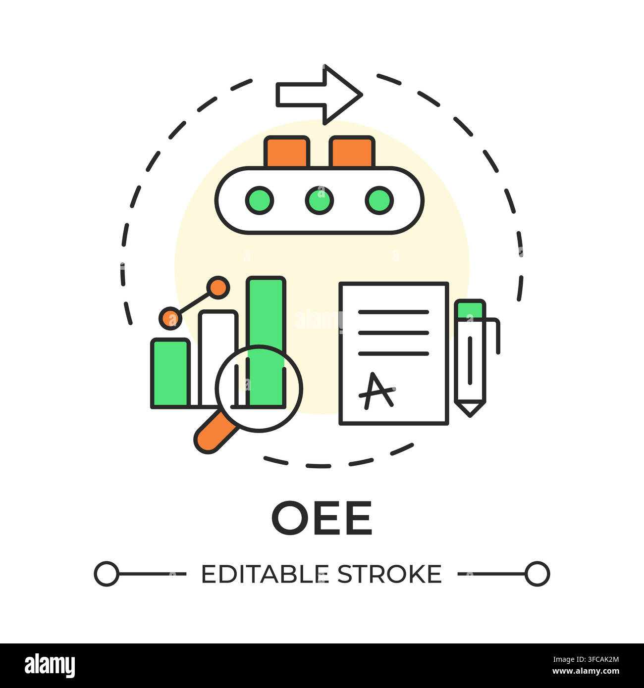 OEE multi color concept icon Stock Vector