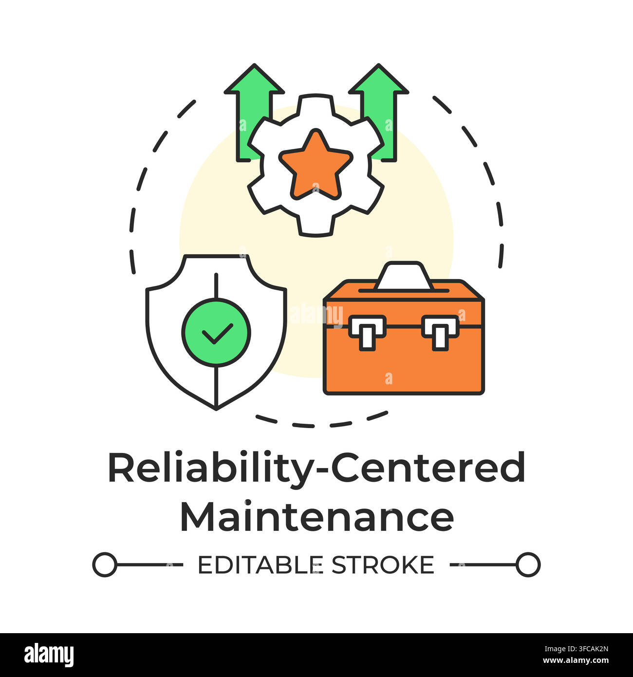 Reliability centered maintenance multi color concept icon Stock Vector